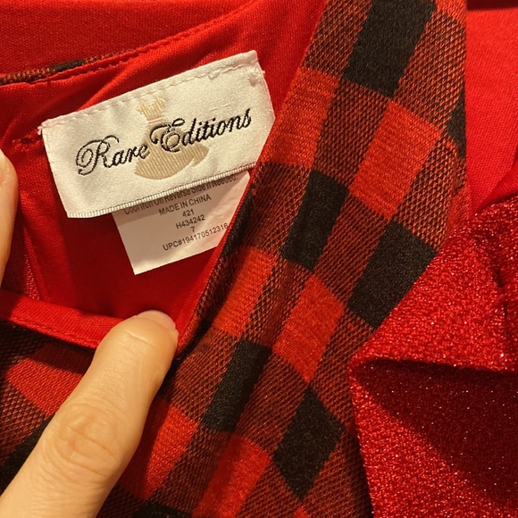 Big Girls Knit Coat with Buffalo Check Dress Set - Picture 4 of 7